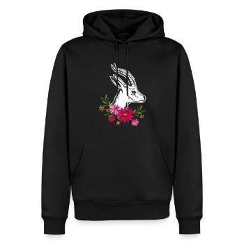 Antelope With Flowers - Men’s Premium Organic Hoodie - black - Front - Nico (187cm)