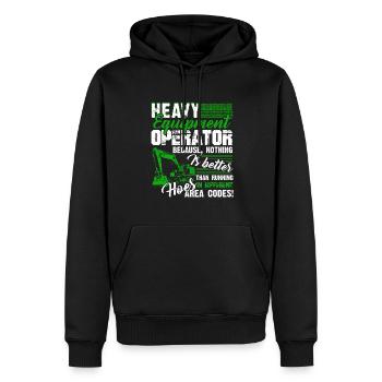 Proud To Be Heavy Equipment Operator - Men’s Premium Organic Hoodie - black - Front - Nico (187cm)
