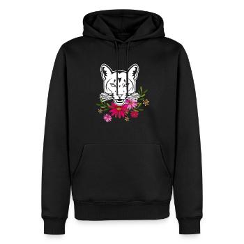 Cougar With Flowers - Men’s Premium Organic Hoodie - black - Front - Nico (187cm)