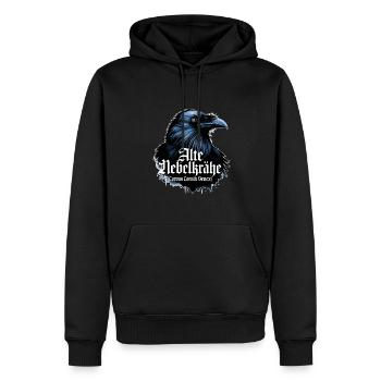 Vieux corbeau à capuchon portrait d’oiseau mystique - Sweat à capuche Premium bio Homme - noir - Devant - Nico (187cm)