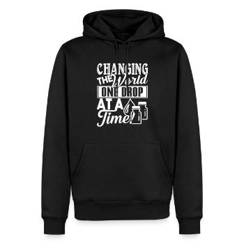 Essential Oil Changing The World - Men’s Premium Organic Hoodie - black - Front - Nico (187cm)