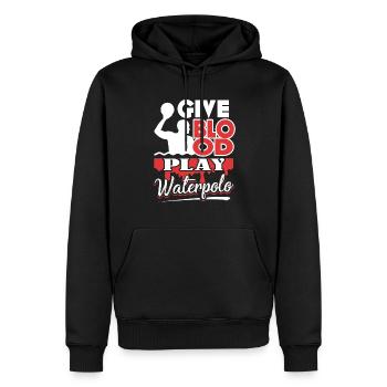 Give Blood Play Water Polo - Men’s Premium Organic Hoodie - black - Front - Nico (187cm)