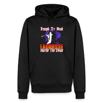 Trample The Weak Lacrosse Hurtle The Dead - Men’s Premium Organic Hoodie - black - Front - Nico (187cm)