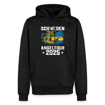 Schweden Angeltour 2025 - Männer Premium Bio Hoodie - Schwarz - Vorne - Nico (187cm)