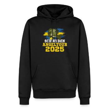 Angeltour Schweden 2025 Angeln in Schweden - Männer Premium Bio Hoodie - Schwarz - Vorne - Nico (187cm)