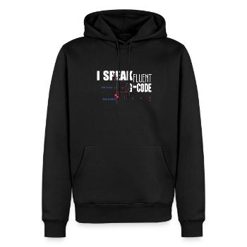CNC Machinist I Speak Fluent G code - Men’s Premium Organic Hoodie - black - Front - Nico (187cm)