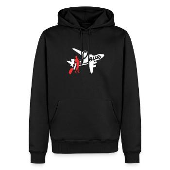 Flight Attendant Love Flight Attendant - Men’s Premium Organic Hoodie - black - Front - Nico (187cm)