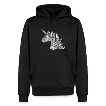 Unicorn Floral Pattern - Men’s Premium Organic Hoodie - black - Front - Nico (187cm)