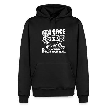 Beach volleyball Peace Love Beach volleyball - Men’s Premium Organic Hoodie - black - Front - Nico (187cm)