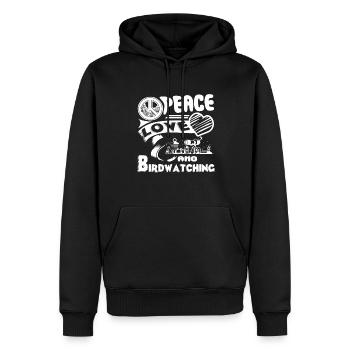 Birdwatching Peace Love Birdwatching - Men’s Premium Organic Hoodie - black - Front - Nico (187cm)