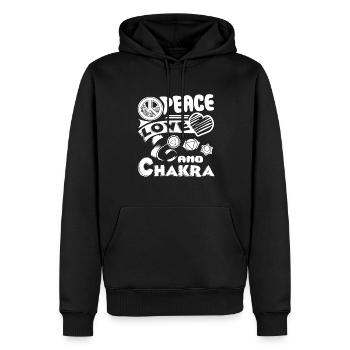 Chakra Peace Love Chakra - Men’s Premium Organic Hoodie - black - Front - Nico (187cm)