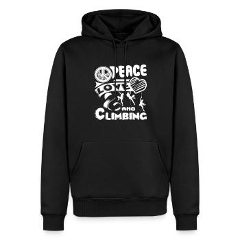 Climbing Peace Love Climbing - Men’s Premium Organic Hoodie - black - Front - Nico (187cm)