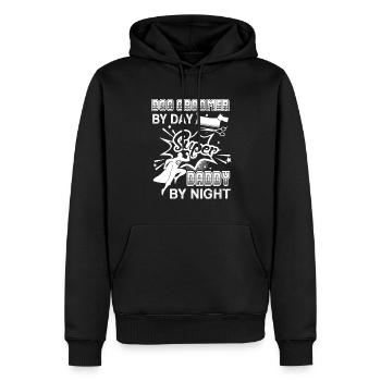 Dog Groomer By Day Super Daddy By Night - Men’s Premium Organic Hoodie - black - Front - Nico (187cm)