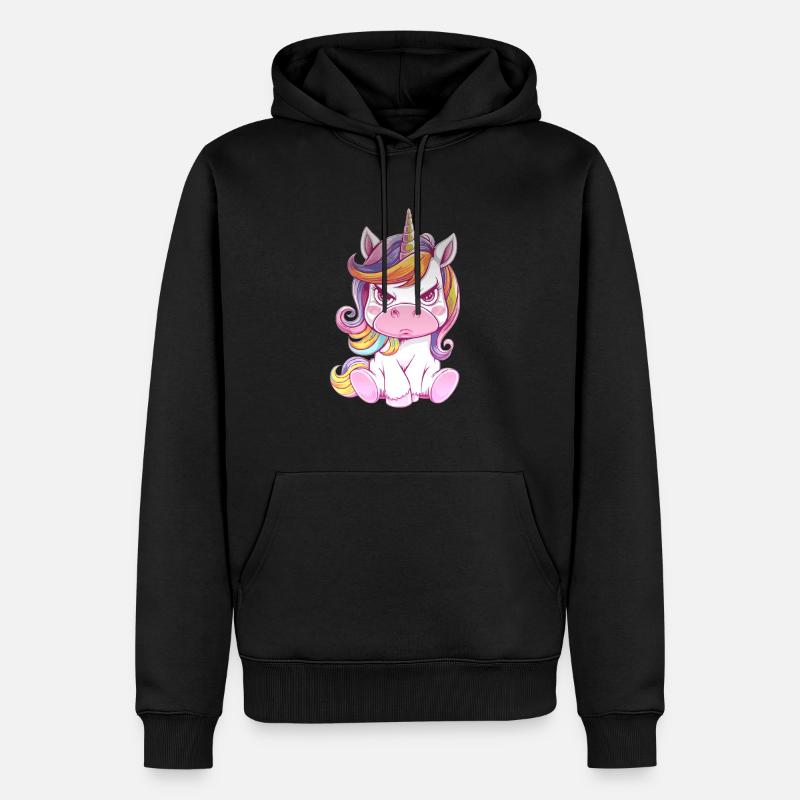 Verärgertes Einhorn Mit Regenbogenmähne - Männer Premium Bio Hoodie - Schwarz