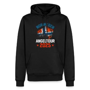 Norwegen Angelurlaub 2025 Angeltour - Männer Premium Bio Hoodie - Schwarz - Vorne - Nico (187cm)
