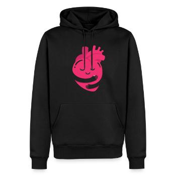 Hug A Heart Awesome Peace Sign Valentine Day - Men’s Premium Organic Hoodie - black - Front - Nico (187cm)