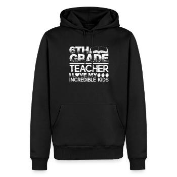 6th Grade Teacher Loves Students - Men’s Premium Organic Hoodie - black - Front - Nico (187cm)
