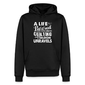 Quilting A Life Patched With Quilting - Men’s Premium Organic Hoodie - black - Front - Nico (187cm)
