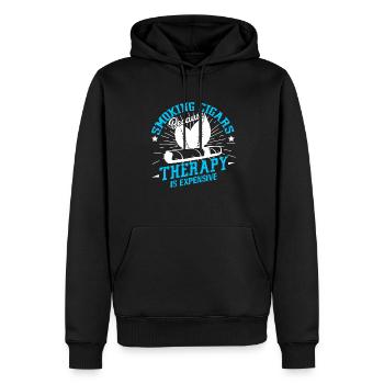 Cigar Smoking Because Therapy Is Expensive - Men’s Premium Organic Hoodie - black - Front - Nico (187cm)