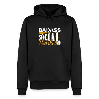Social Worker Badass Social Worker - Men’s Premium Organic Hoodie - black - Front - Nico (187cm)
