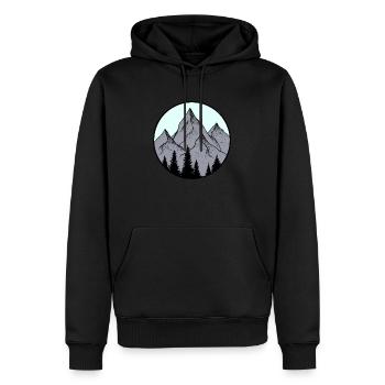 Mountain, Alps, logo - Men’s Premium Organic Hoodie - black - Front - Nico (187cm)