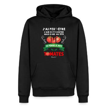 Jardin Tomate Idée Cadeau Humour Jardinage - Sweat à capuche Premium bio Homme - noir - Devant - Nico (187cm)