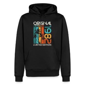 Octobre 1982 Cadeau d’anniversaire de naissance - Sweat à capuche Premium bio Homme - noir - Devant - Nico (187cm)
