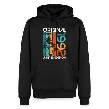 Octobre 1992 Cadeau d’anniversaire de naissance - Sweat à capuche Premium bio Homme - noir - Devant - Nico (187cm)