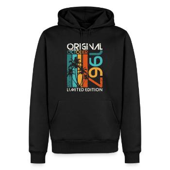 Octobre 1967 Cadeau d’anniversaire de naissance - Sweat à capuche Premium bio Homme - noir - Devant - Nico (187cm)