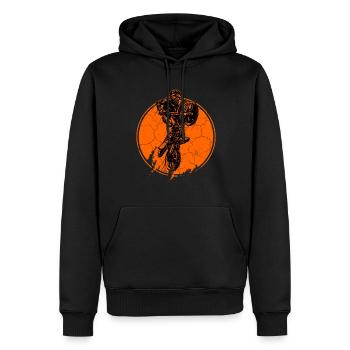motocross jump inside orange circle vintage style - Men’s Premium Organic Hoodie - black - Front - Nico (187cm)