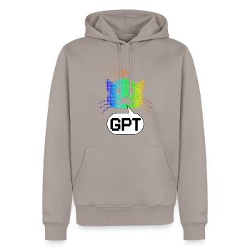 Chat GPT gift humor computer AI - Men’s Premium Organic Hoodie - taupe - Front - Nico (187cm)