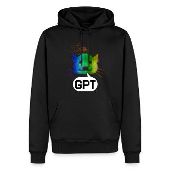 Chat GPT cadeau humour informatique IA - Sweat à capuche Premium bio Homme - noir - Devant - Nico (187cm)