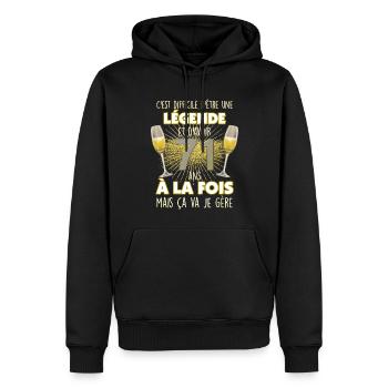 Papy et mamie légende 71 ans Idée Cadeau - Sweat à capuche Premium bio Homme - noir - Devant - Nico (187cm)
