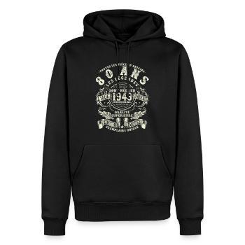 80 ans - anniversaire 1943 - Sweat à capuche Premium bio Homme - noir - Devant - Nico (187cm)