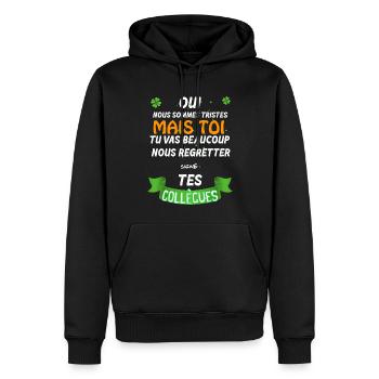 La Tristesse Des Collègues Cadeau Départ - Sweat à capuche Premium bio Homme - noir - Devant - Nico (187cm)