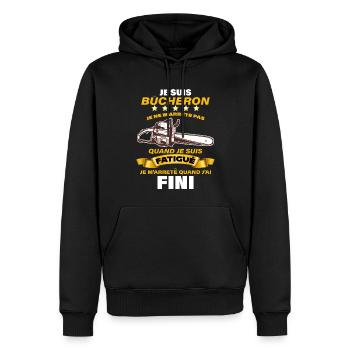 Je suis bûcheron idée cadeau fan de bois - Sweat à capuche Premium bio Homme - noir - Devant - Nico (187cm)
