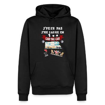 Camping-car humour je me barre en camping-car - Sweat à capuche Premium bio Homme - noir - Devant - Nico (187cm)