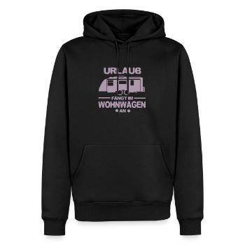 Wohnwagen Urlaub fängt an - Männer Premium Bio Hoodie - Schwarz - Vorne - Nico (187cm)