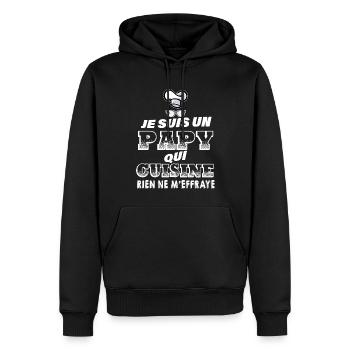 Mon Papy Aime Cuisiner Citation Marrante Papi - Sweat à capuche Premium bio Homme - noir - Devant - Nico (187cm)