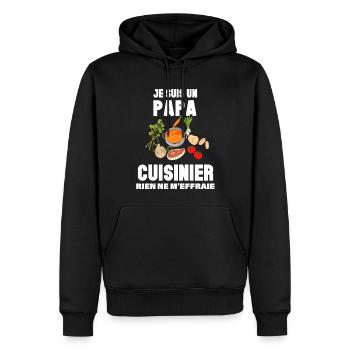 Je Suis un papa cuisinier Citation Métier Humour - Sweat à capuche Premium bio Homme - noir - Devant - Nico (187cm)