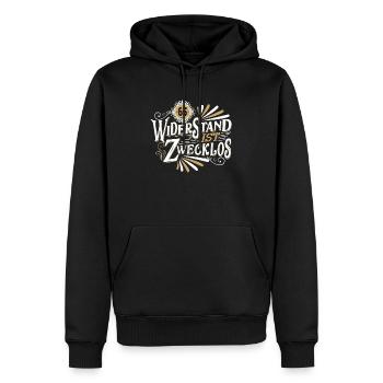 65. Geburtstag Widerstand ist zwecklos - Männer Premium Bio Hoodie - Schwarz - Vorne - Nico (187cm)