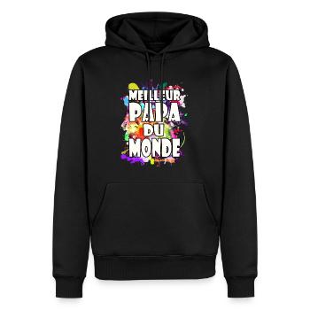 Cadeau fête des pères meilleur papa du monde - Sweat à capuche Premium bio Homme - noir - Devant - Nico (187cm)