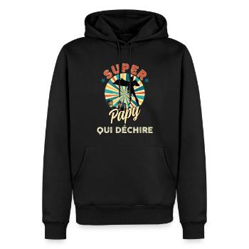 Super papy qui déchire C'est Mon Grand-Père - Sweat à capuche Premium bio Homme - noir - Devant - Nico (187cm)
