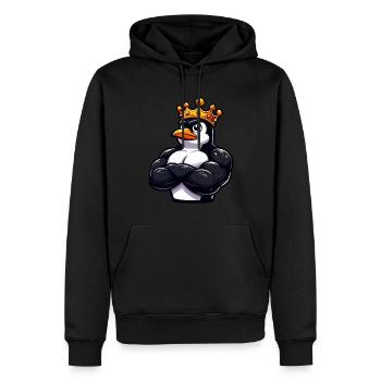Muskulöser Pinguinkönig Fitness Workout - Männer Premium Bio Hoodie - Schwarz - Vorne - Nico (187cm)