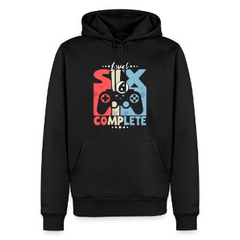 6 anniversaire 6 ans fête d’anniversaire des enfants - Sweat à capuche Premium bio Homme - noir - Devant - Nico (187cm)