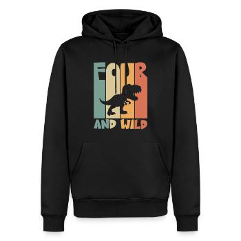 4 anniversaire Dino 4 ans anniversaire des enfants - Sweat à capuche Premium bio Homme - noir - Devant - Nico (187cm)
