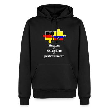 Puzzle germano-colombien - Sweat à capuche Premium bio Homme - noir - Devant - Nico (187cm)
