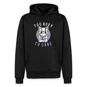 Trop occupé pour s’en soucier - Sweat à capuche Premium bio Homme - noir - Devant - Nico (187cm)