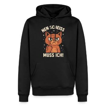 Chat doigt d’honneur Un collègue de merde - Sweat à capuche Premium bio Homme - noir - Devant - Nico (187cm)