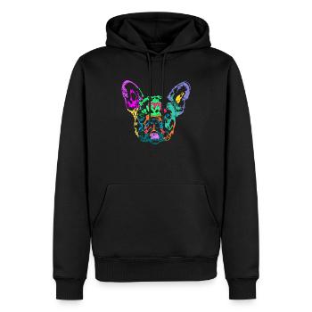 bouledogue français multicolore - Sweat à capuche Premium bio Homme - noir - Devant - Nico (187cm)